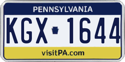 PA license plate KGX1644