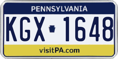 PA license plate KGX1648
