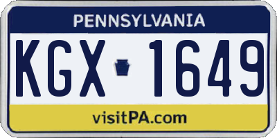 PA license plate KGX1649