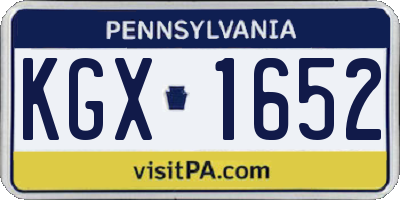 PA license plate KGX1652
