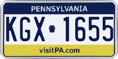 PA license plate KGX1655