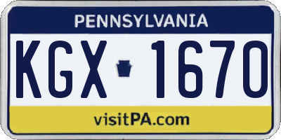PA license plate KGX1670