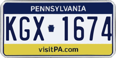 PA license plate KGX1674
