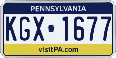 PA license plate KGX1677