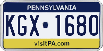 PA license plate KGX1680