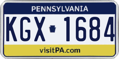 PA license plate KGX1684
