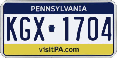 PA license plate KGX1704