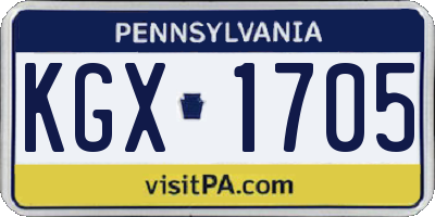 PA license plate KGX1705