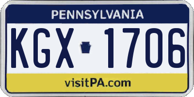 PA license plate KGX1706