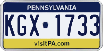 PA license plate KGX1733