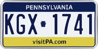 PA license plate KGX1741