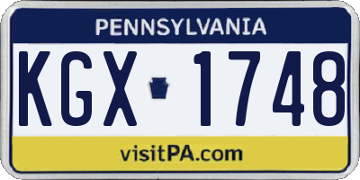 PA license plate KGX1748