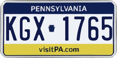 PA license plate KGX1765