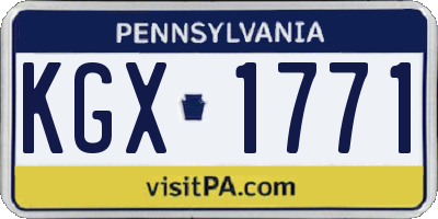PA license plate KGX1771