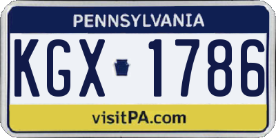 PA license plate KGX1786