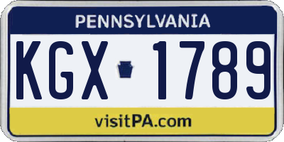 PA license plate KGX1789