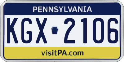 PA license plate KGX2106