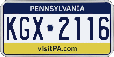 PA license plate KGX2116