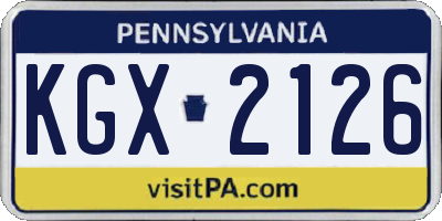 PA license plate KGX2126
