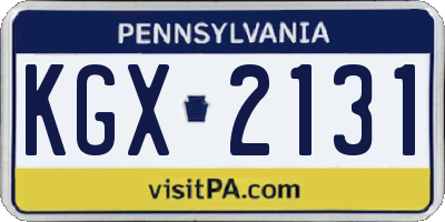PA license plate KGX2131