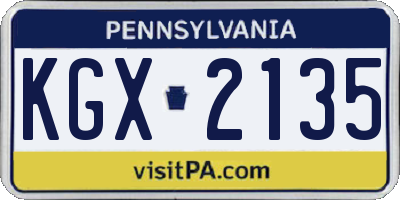PA license plate KGX2135