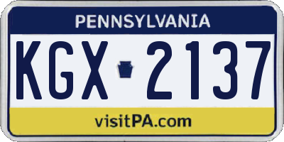 PA license plate KGX2137