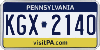 PA license plate KGX2140