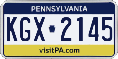 PA license plate KGX2145
