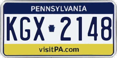 PA license plate KGX2148
