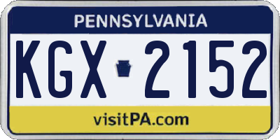 PA license plate KGX2152