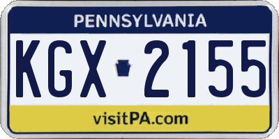 PA license plate KGX2155