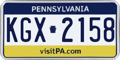 PA license plate KGX2158