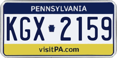 PA license plate KGX2159
