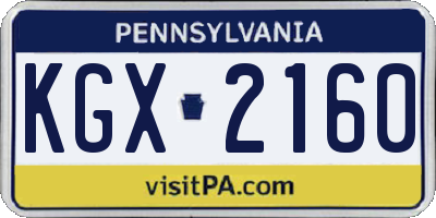 PA license plate KGX2160