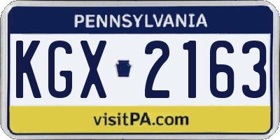 PA license plate KGX2163