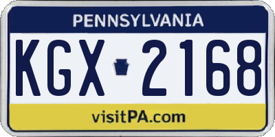 PA license plate KGX2168