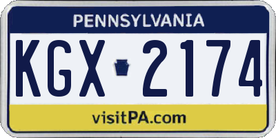 PA license plate KGX2174