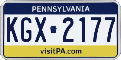 PA license plate KGX2177