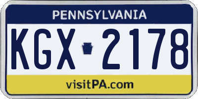 PA license plate KGX2178
