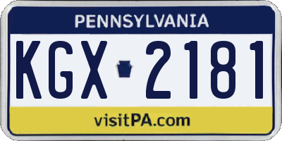 PA license plate KGX2181