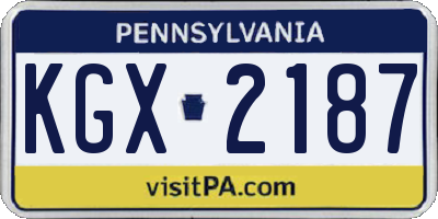 PA license plate KGX2187