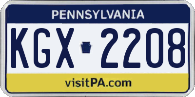 PA license plate KGX2208