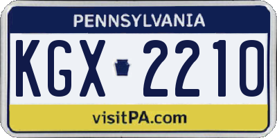 PA license plate KGX2210