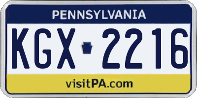 PA license plate KGX2216