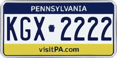 PA license plate KGX2222