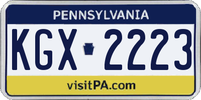 PA license plate KGX2223