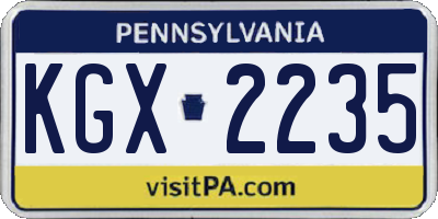 PA license plate KGX2235