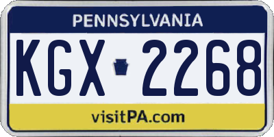 PA license plate KGX2268