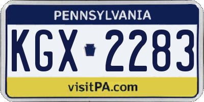 PA license plate KGX2283