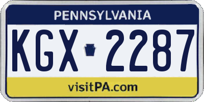 PA license plate KGX2287